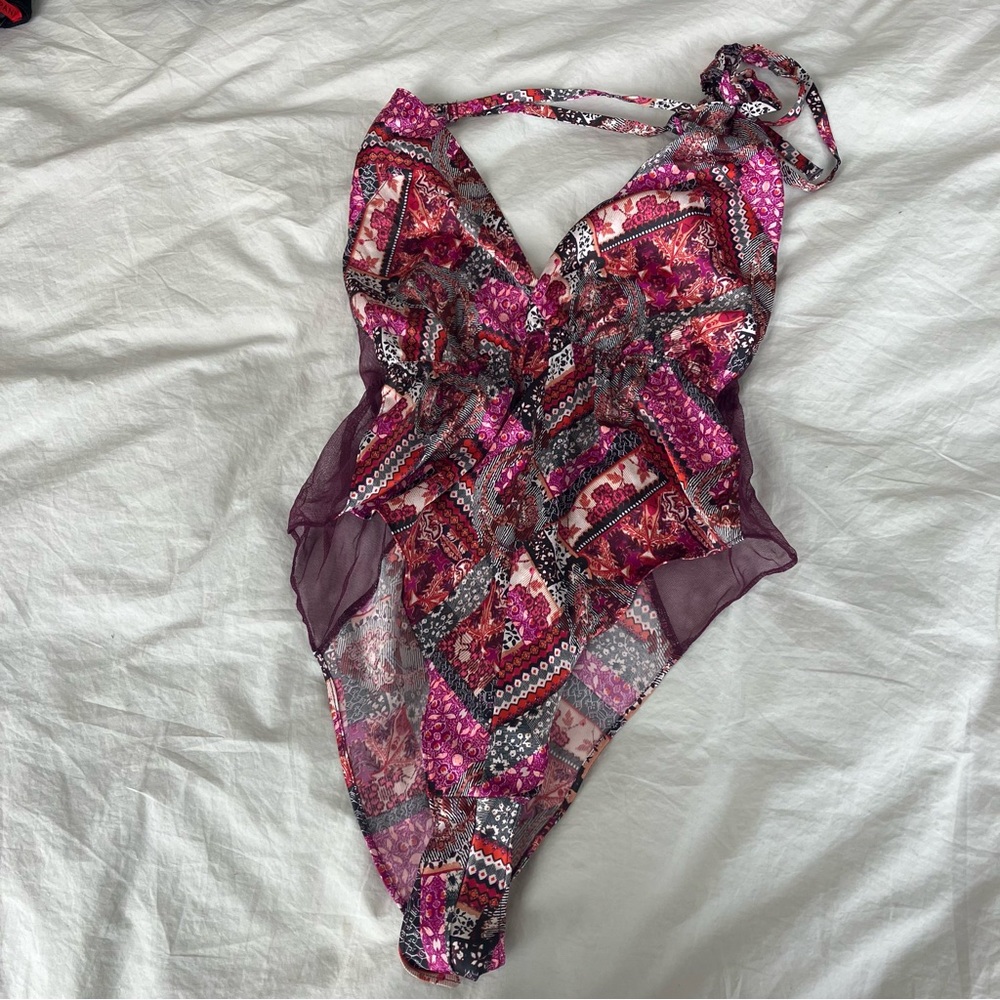 Victoria's Secret Multicolor Patterned Fabric Size M bodysuit
